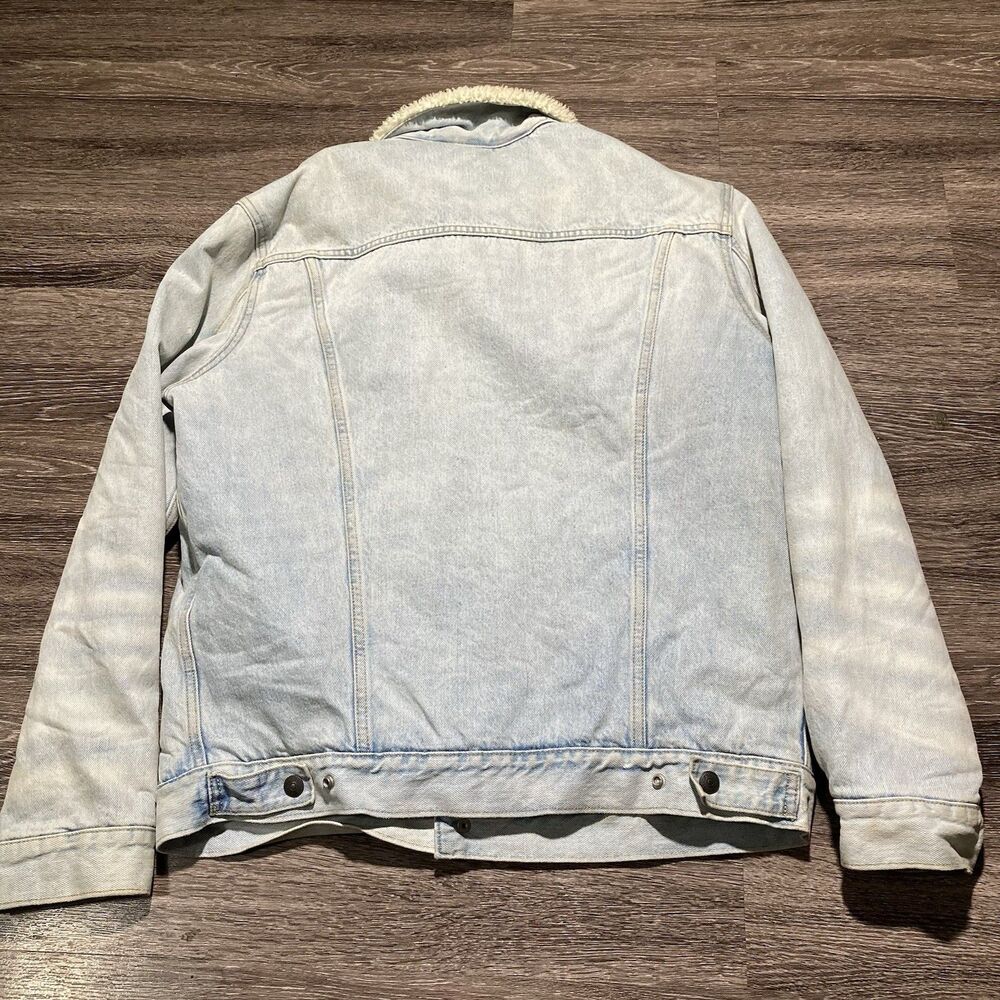 Levis Denim Jacket Men Large Blue Sherpa Lined Trucker Rodeo Western Coat Modern - Picture 8 of 8